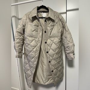 H&M Light khaki quilted puffer coat - size S